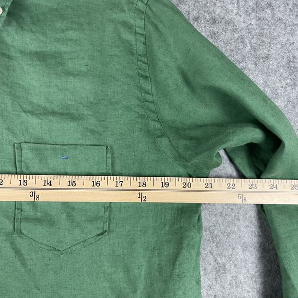 Bensimon 100% Linen Shirt Mens Small Green Button Down Long Sleeve Preppy - Picture 7 of 13